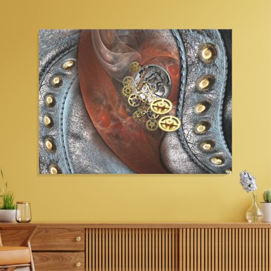 Tijd op leder canvas afdruk (Insitu (Woonkamer))