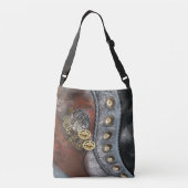 Tijd op leder crossbody tas (Achterkant)