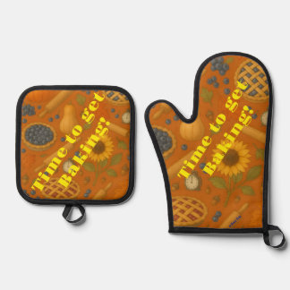 Tijd ovenhandschoenen ovenwant & pannenlap set