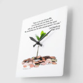 Tijd quote, Carl Sandburg, wit Vierkante Klok (Hoek)