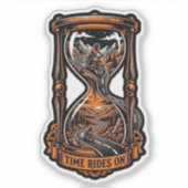 Tijd rijdt op Zandloper Sticker — Biker Decal (Voorkant)