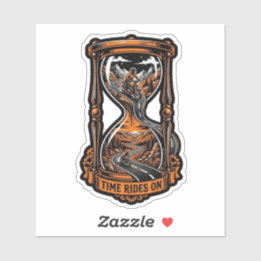 Tijd rijdt op Zandloper Sticker — Biker Decal