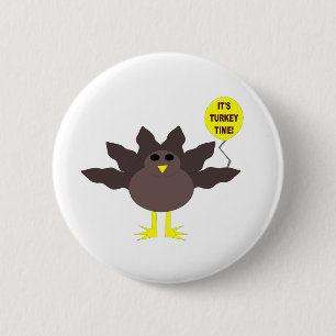 Tijd Thanksgiving Button Turkije