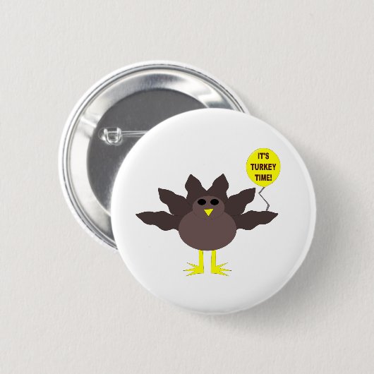Tijd Thanksgiving Button Turkije (Voorkant /achterkant)
