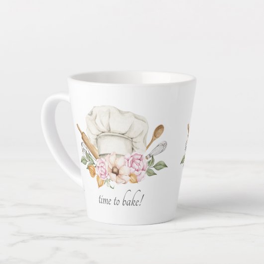 Tijd tot bake Bakers Tools Latte Mok (Linkerhoek)