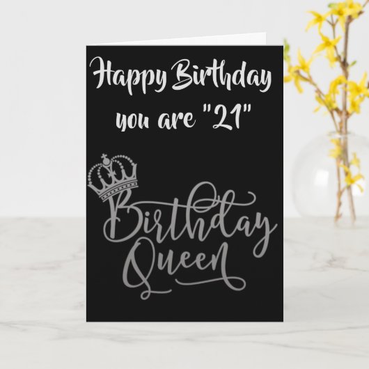 TIJD TOT CELEBRAAT **21st** BIRTHDAY QUEEN Kaart (Gele Bloem)