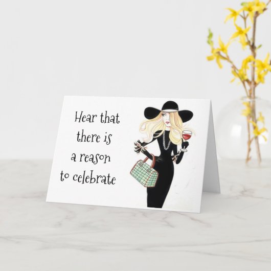 TIJD TOT *CELEBRAAT UW BIRTHDAY* MET ENKELE WIJN! KAART (Gele Bloem)