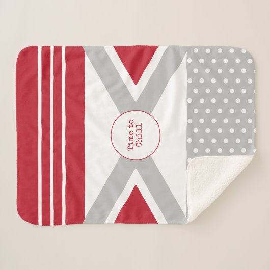 Tijd tot Chill Red en grijs Sherpa Deken (Voorkant (horizontaal))