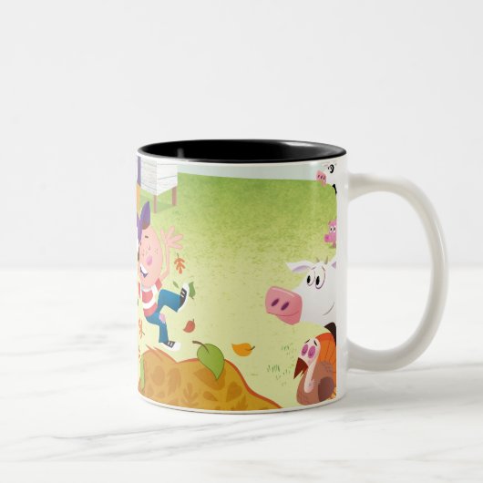 Tijd tot graaf - Farmyard Tweekleurige Koffiemok (Rechts)