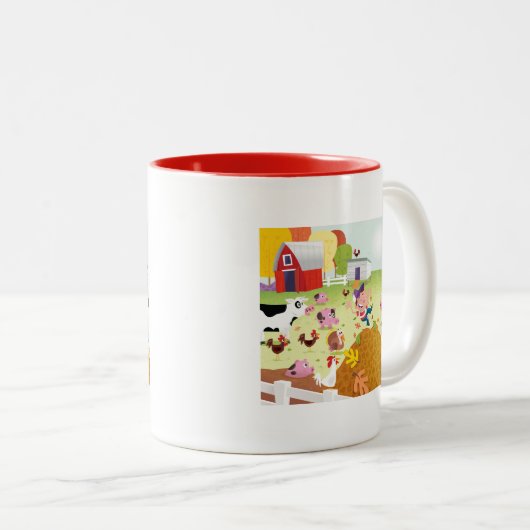 Tijd tot graaf - Farmyard Tweekleurige Koffiemok (Voorkant rechts)