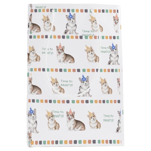  tijd tot PAWTY Corgi Medium Cadeauzakje (Voorkant)