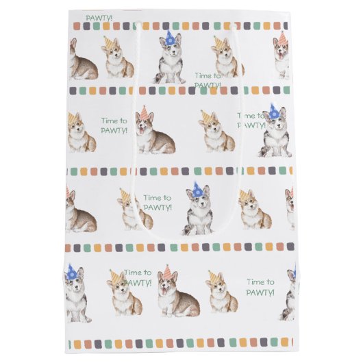  tijd tot PAWTY Corgi Medium Cadeauzakje (Achterkant)
