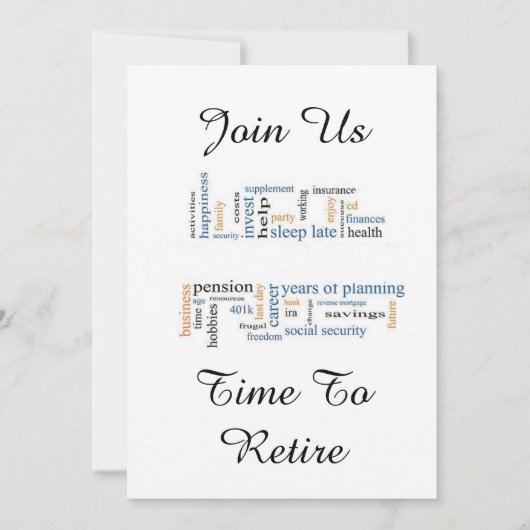 "TIJD TOT RETIRE" RETIREMENT PARTY CELEBRATION KAART (Voorkant)