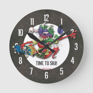 Tijd tot skateboard Wall Clock Concrete Pattern Ronde Klok