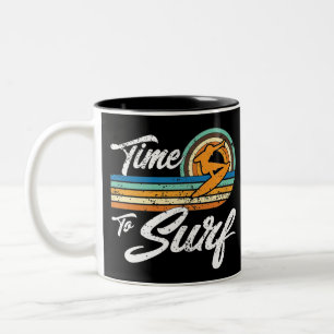 Tijd tot Surf Surfende Vintage voor surfende liefh Tweekleurige Koffiemok