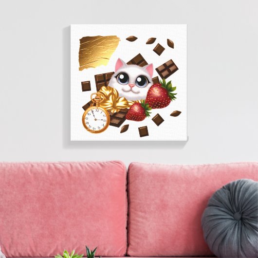 Tijd, traktaties en whiskers canvas afdruk (Insitu (Woonkamer))