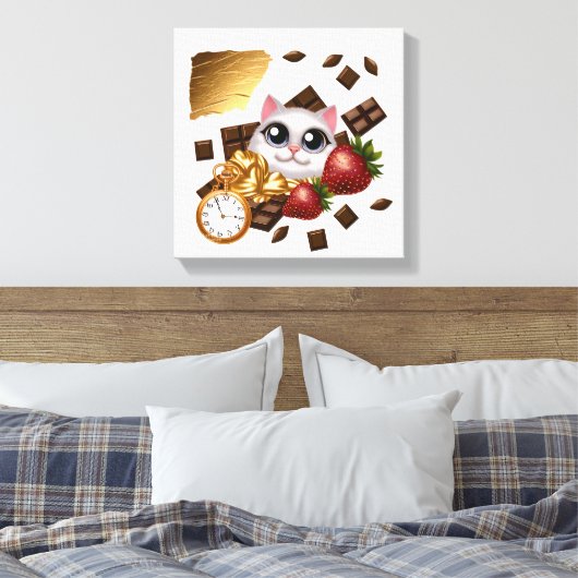 Tijd, traktaties en whiskers canvas afdruk (Insitu (Slaapkamer))