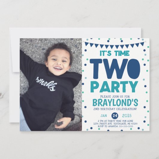 Tijd Twee de Tweede Uitnodiging van de Verjaardag (Voorkant)