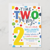 Tijd Twee Partij Verjaardag Uitnodiging 2e Verjaar (Voorkant)