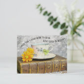 Tijd uit Vacation Koffie en een Goed Boek om te le Briefkaart (Staand voorkant)