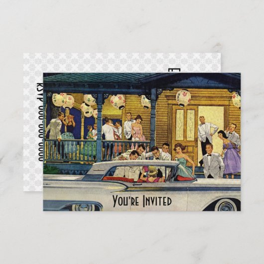 Tijd V2 van de Retro Partij Kaart (Voorkant / Achterkant)