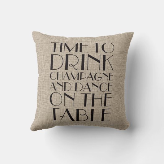 Tijd van 1920 om Champagne Burlap Pillow te Drinke Kussen (Achterkant)