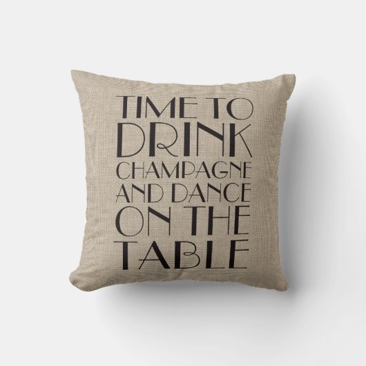 Tijd van 1920 om Champagne Burlap Pillow te Drinke Kussen (Voorkant)