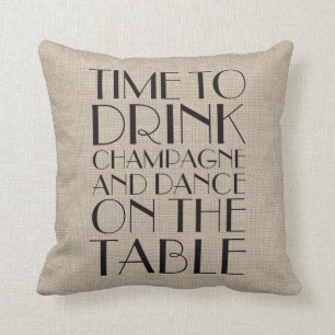 Tijd van 1920 om Champagne Burlap Pillow te Drinke Kussen