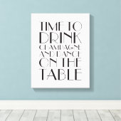 Tijd van 1920 om Champagne Canvas wit te Drinken Afdruk (Insitu (Houten vloer))