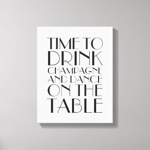 Tijd van 1920 om Champagne Canvas wit te Drinken Afdruk
