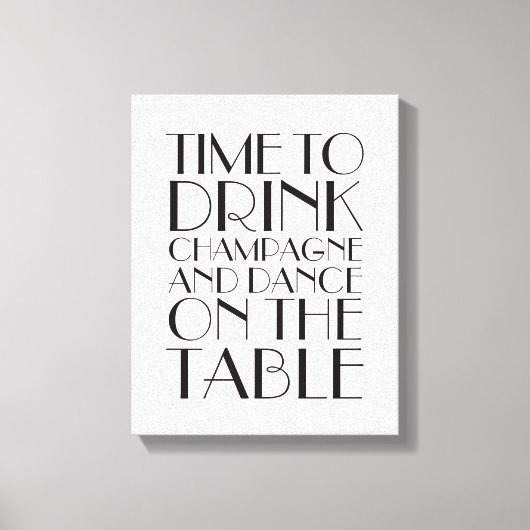 Tijd van 1920 om Champagne Canvas wit te Drinken Afdruk (Voorkant)