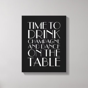 Tijd van 1920 om Champagne Canvas zwart-wit te Dri Afdruk