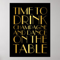 Tijd van 1920 om Champagne Poster Gold te Drinken