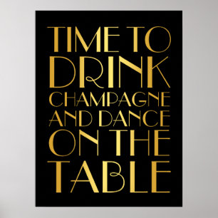 Tijd van 1920 om Champagne Poster Gold te Drinken
