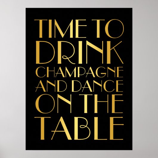 Tijd van 1920 om Champagne Poster Gold te Drinken (Voorkant)