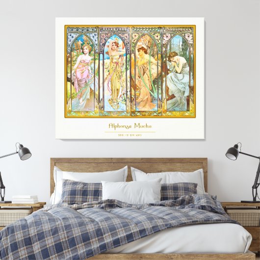 Tijd van de dag - Alphonse Mucha Canvas Afdruk (Insitu (Slaapkamer))