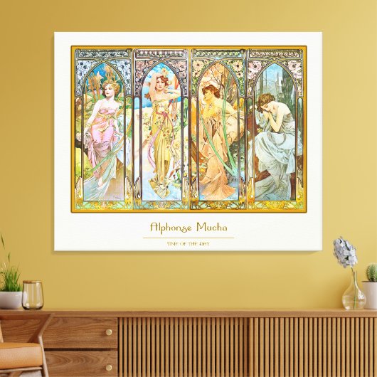 Tijd van de dag - Alphonse Mucha Canvas Afdruk (Insitu (Woonkamer))
