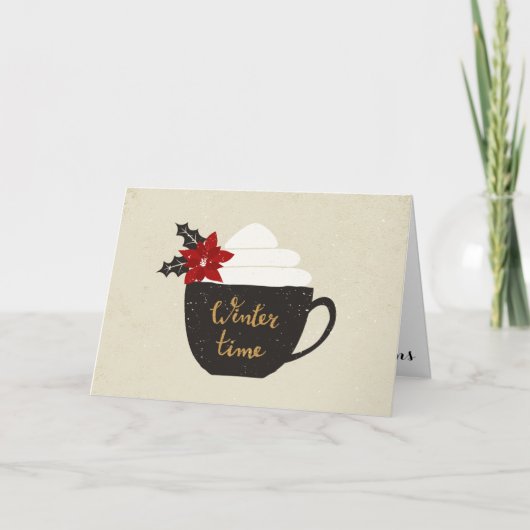 Tijd van de Winter van de Poinsettia van de Feestdagen Kaart (Voorkant)