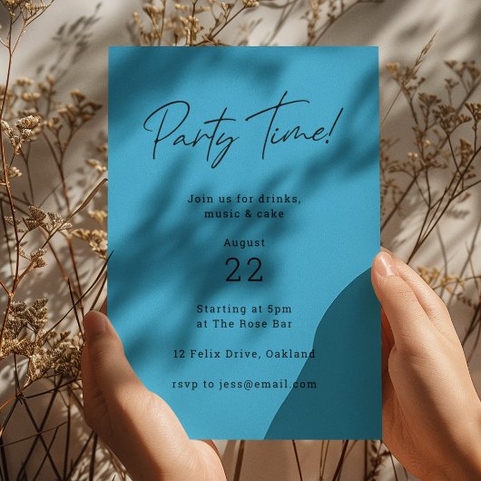 Tijd van feestdag | Blauw Modern Minimalist Fun Bi Kaart