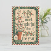Tijd van het jaar Aangepaste Vintage Kerst Feestdagenkaart (Staand voorkant)