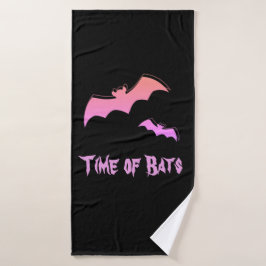 Tijd van Vleermuizen - Roze & Paarse Abstracte Pop Badhanddoek