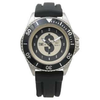 Tijd = $ Verspil het niet Vintage Olijf Horloge