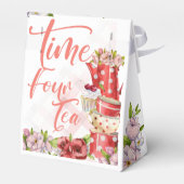 Tijd vier thee, thee bloemige verjaardag bedankdoosjes (Achterkant)