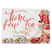 Tijd vier thee, thee bloemige verjaardag groot cadeauzakje (Achterkant)