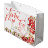 Tijd vier thee, thee bloemige verjaardag groot cadeauzakje (Achterkant Gekanteld)