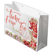 Tijd vier thee, thee bloemige verjaardag groot cadeauzakje (Voorkant Gekanteld)