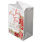 Tijd vier thee, thee bloemige verjaardag medium cadeauzakje (Voorkant Gekanteld)