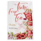 Tijd vier thee, thee bloemige verjaardag medium cadeauzakje (Voorkant)