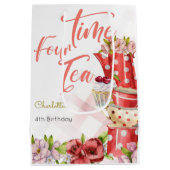 Tijd vier thee, thee bloemige verjaardag medium cadeauzakje (Achterkant)