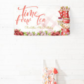 Tijd vier thee, thee bloemige verjaardag spandoek (Insitu)